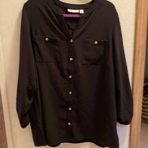 Black, long sleeve golden button down blouse